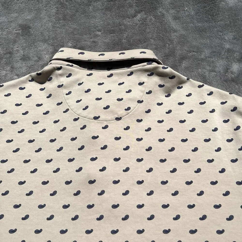 Cremieux Classics Mens Polo Shirt Size‎ L Khaki Geo Print